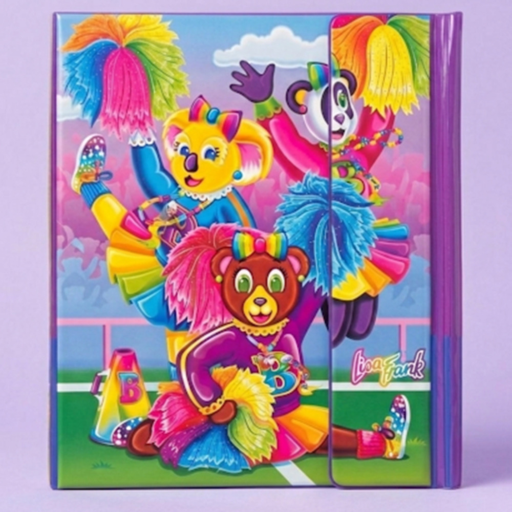 Vintage Lisa Frank Tri-Fold Binder Set – Cheer Bear Design – 1990s Collectible